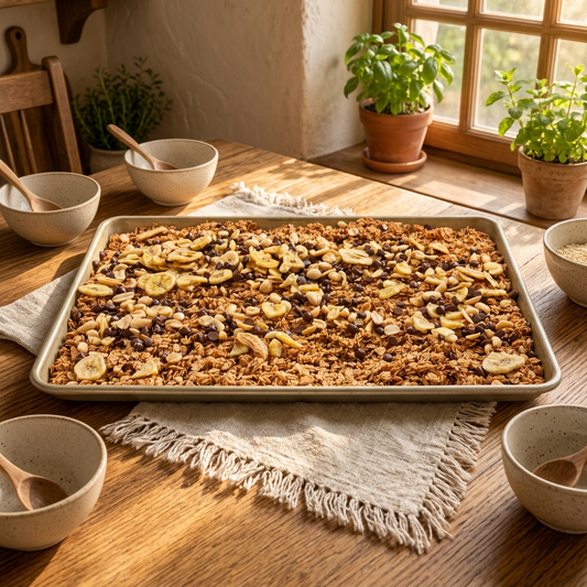 Sheet pan styled to match the Swiss Cherry Reserve background