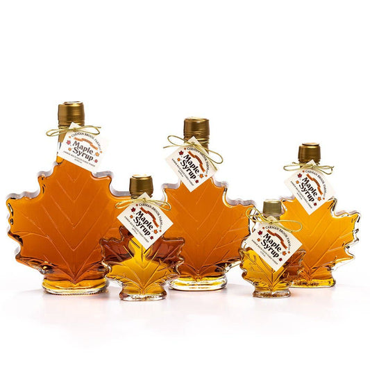 Maple Syrup Leaf Bottle- Medium Amber