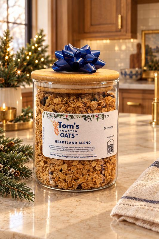 Heartland Blend gift jar in a luxury Craftsman holiday kitchen