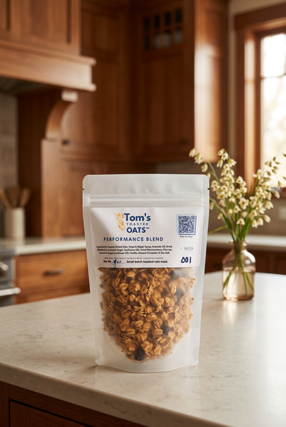 Performance Blend pouch in a warm modern Craftsman kitchen